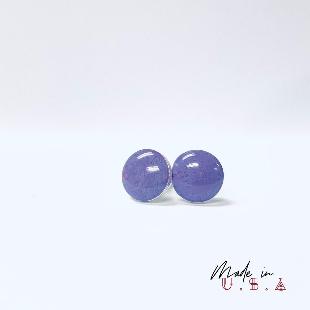 Solid Round Earrings - Mottled Lilac